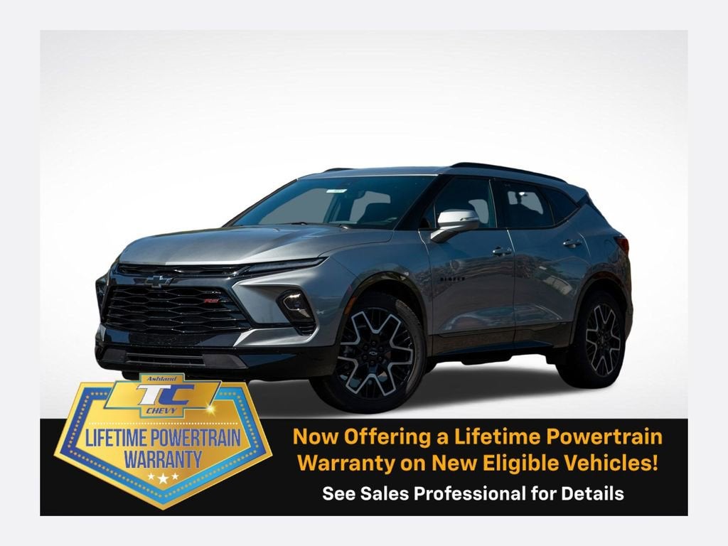 2025 Chevrolet Blazer RS in Sterling Gray Metallic — front three-quarter view