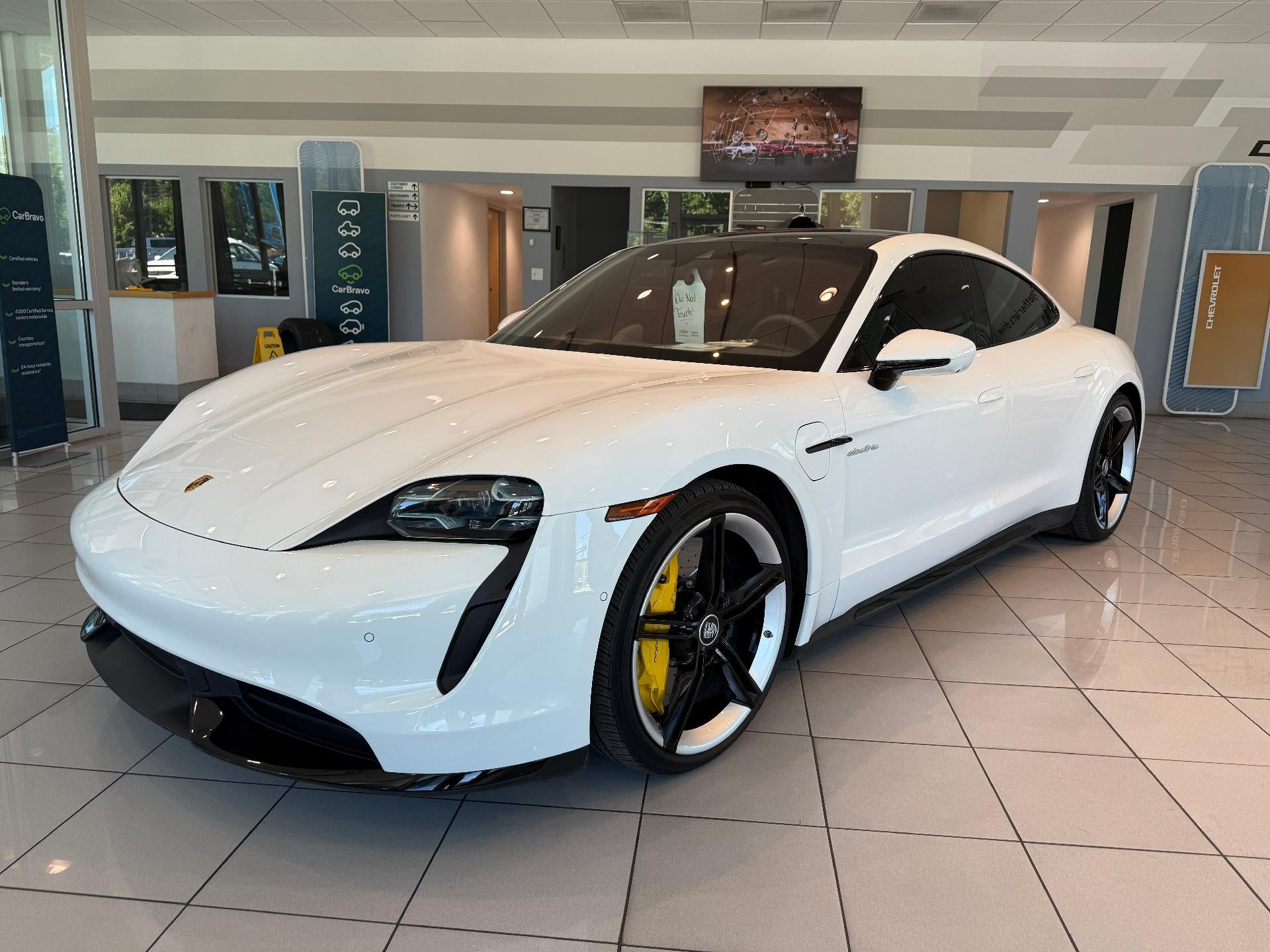 2020 Porsche Taycan Turbo Sedan in White — front three-quarter view